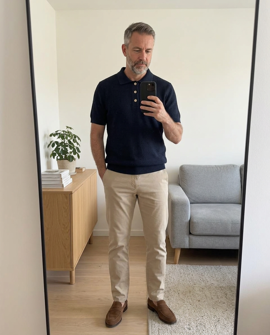 Knitted polo — Mirror selfie